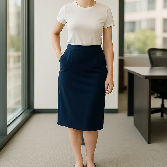 Rena Rowan Dresses & Skirts - NWT Rena Rowan Women’s SZ 6 Pencil Skirt Dark Blue Wool Blend Straight Career